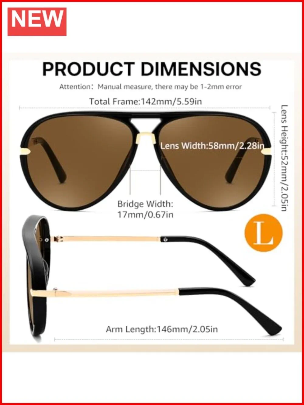 Classic Aviator Sunglasses UV400 Protection Metal Temple Unisex